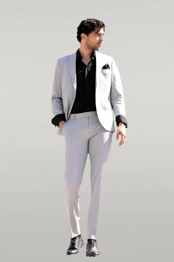 KOALA SYDNEY  2 Piece Plain Slim Fit Grey Men Suit -