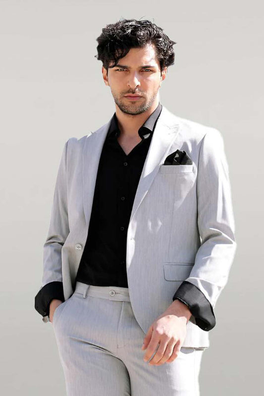 KOALA SYDNEY  2 Piece Plain Slim Fit Grey Men Suit -