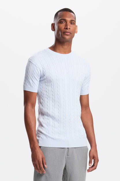 Short Sleeve Cable Knit T-Shirt