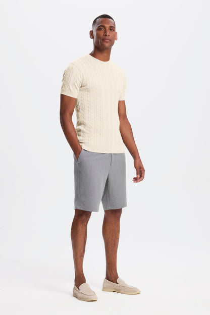 Cable Knit Short Sleeve T-Shirt
