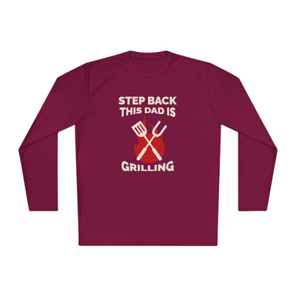 Men's 'Step Back This Dad Is Grilling' Long Sleeve Tee - Perfect for Father's Day & BBQ Lovers