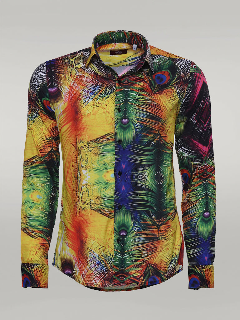 KOALA SYDNEY  Peacock Pattern Long Sleeves Multicolor Men Shirt -