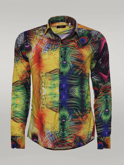 KOALA SYDNEY  Peacock Pattern Long Sleeves Multicolor Men Shirt -