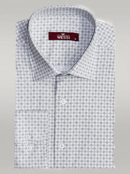 KOALA SYDNEY  Houndstooth Pattern Slim Fit Ecru Men Shirt -