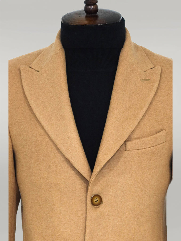 Wide Lapel Wool Cream Men Coat