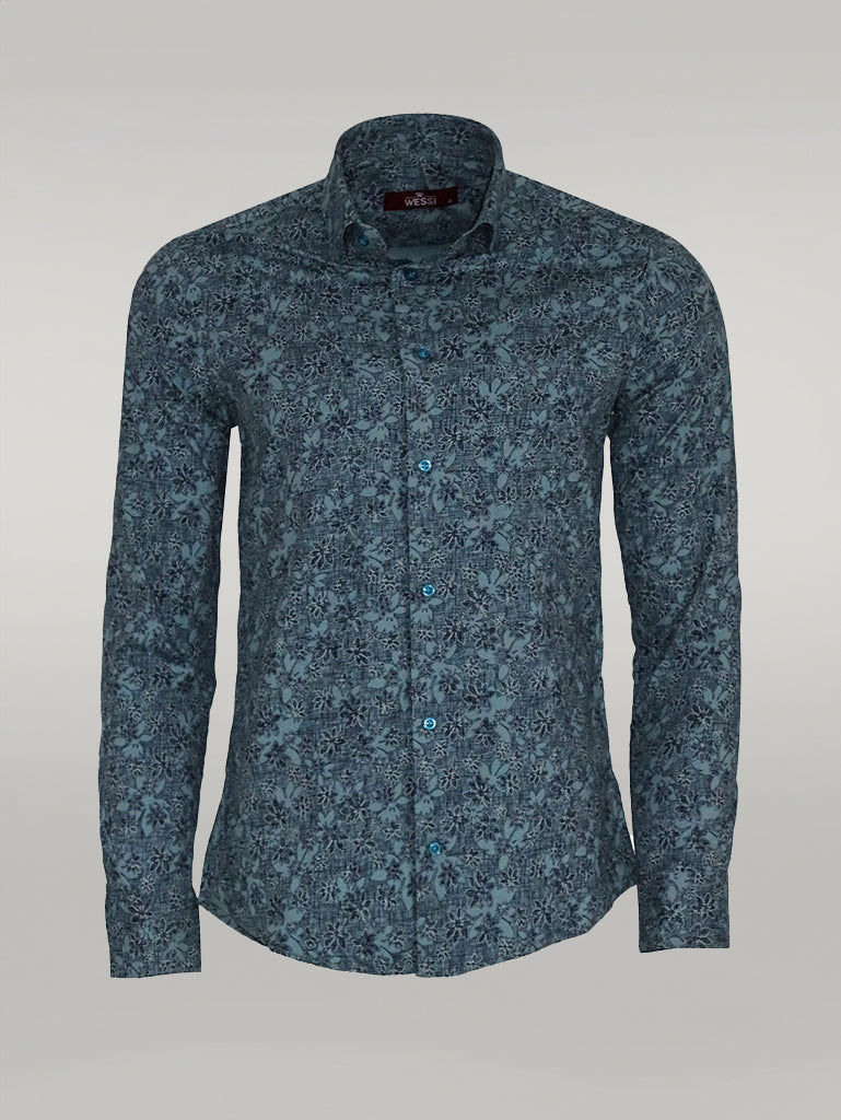 KOALA SYDNEY  Bloom Patterned Green Slim Fit Shirt -
