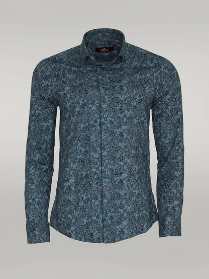 KOALA SYDNEY  Bloom Patterned Green Slim Fit Shirt -