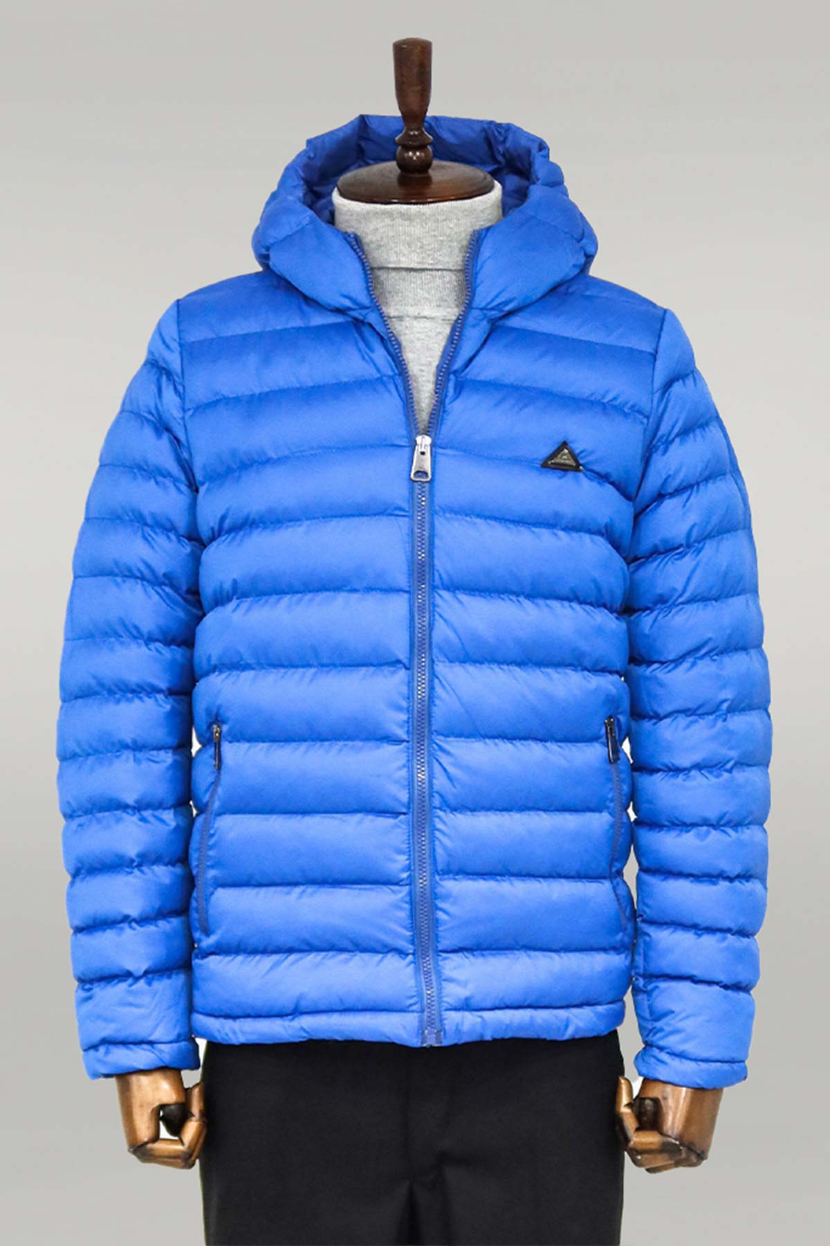 Quilted Hooded Puffer Blue Men's Coat