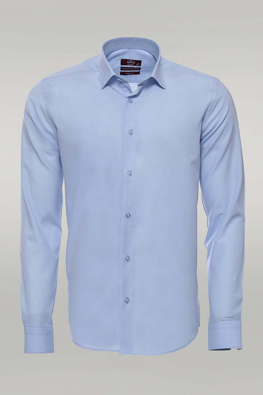 Sky Blue Plain Long Sleeves Regular Fit Shirt