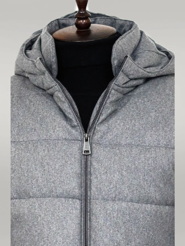 Slim Fit Hooded Grey Men Coat