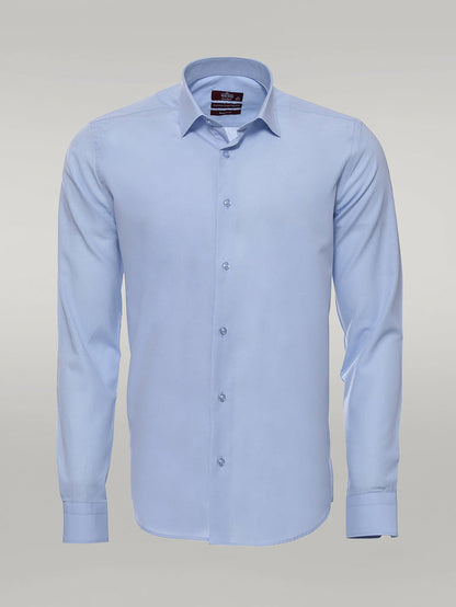 Sky Blue Plain Long Sleeves Regular Fit Shirt