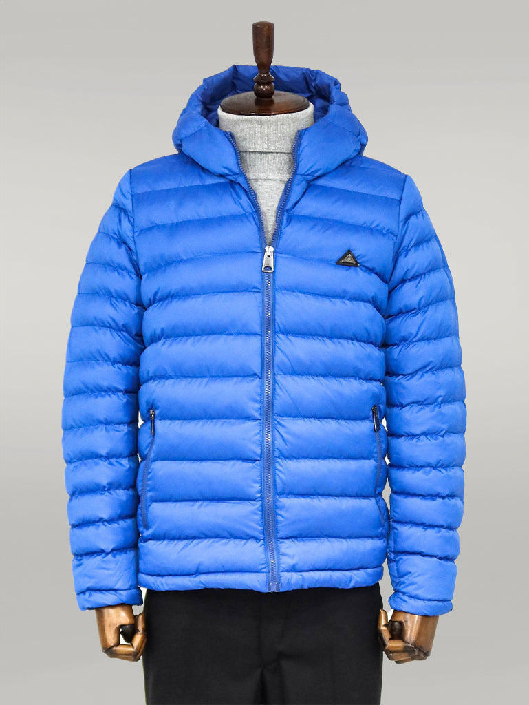 Quilted Hooded Puffer Blue Men's Coat