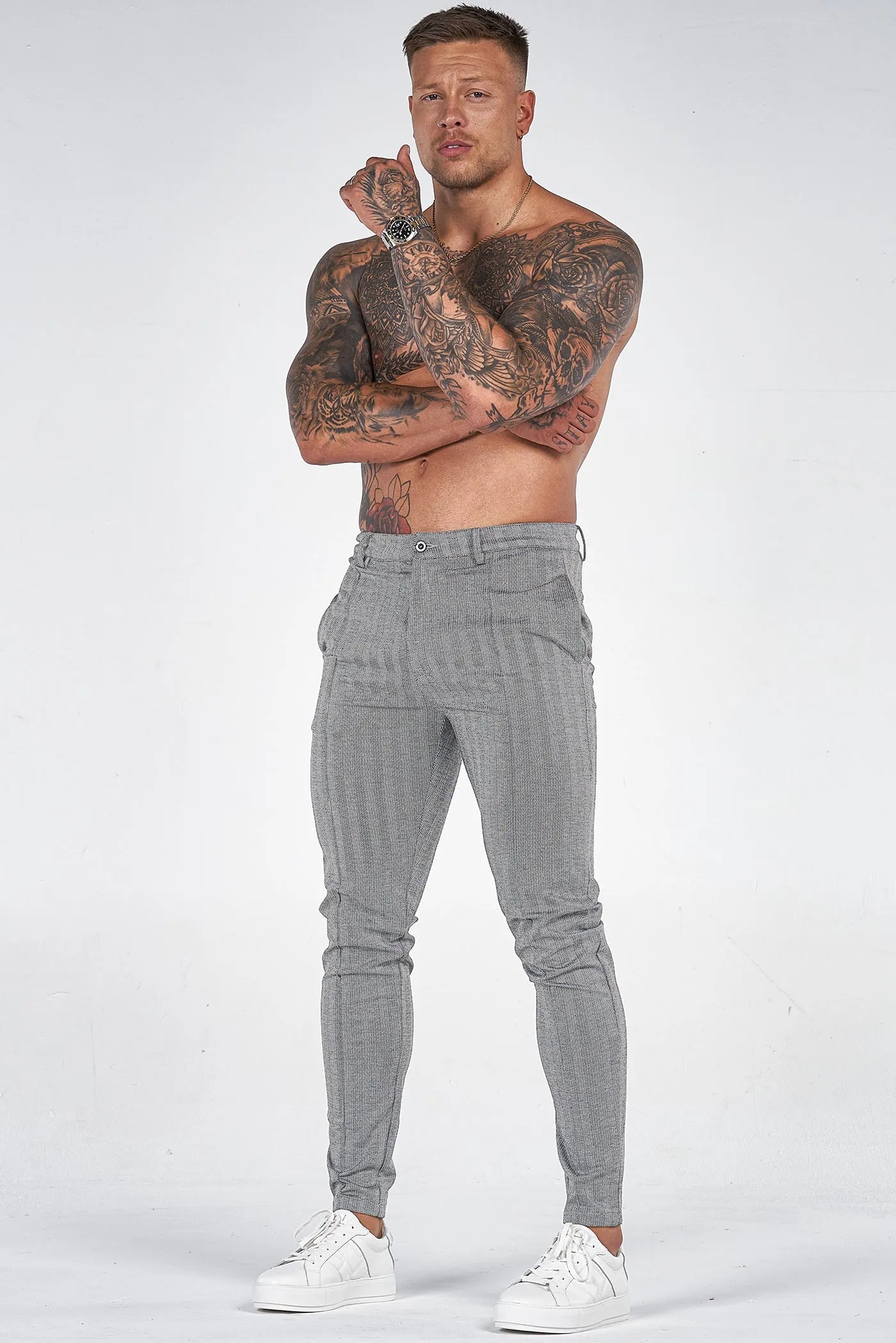 Grey Chevron Trousers