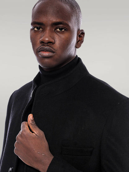 Mandarin Collar Men's Long Coat