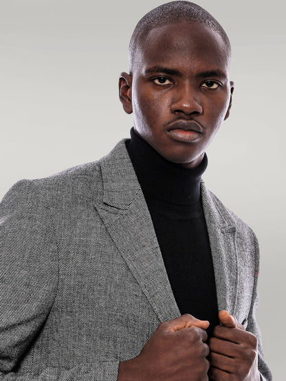 Peak Lapel Grey Men Short Coat