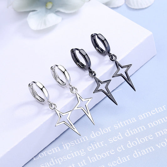 KOALA SYDNEY  Punk Silver Black Star Cross Earrings