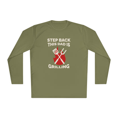 Men's 'Step Back This Dad Is Grilling' Long Sleeve Tee - Perfect for Father's Day & BBQ Lovers