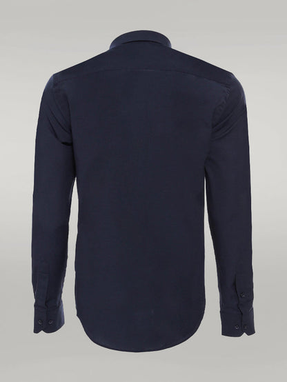 Plain Long Sleeves Regular Fit Navy Blue Men Shirt - Wessi