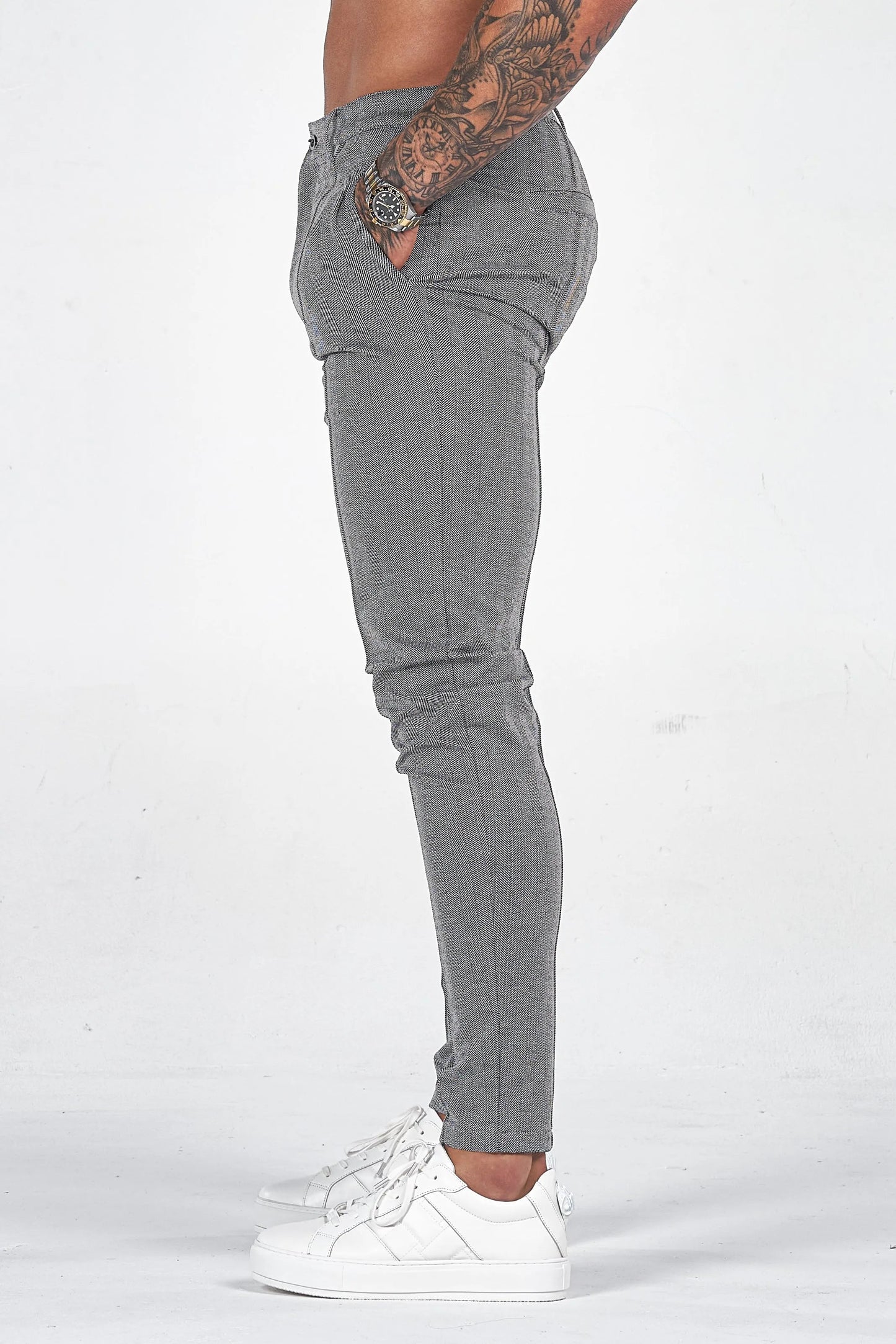 Grey Chevron Trousers