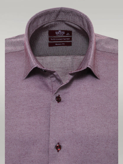 KOALA SYDNEY  Burgundy Patterned Long Sleeves Slim-Fit Shirt -