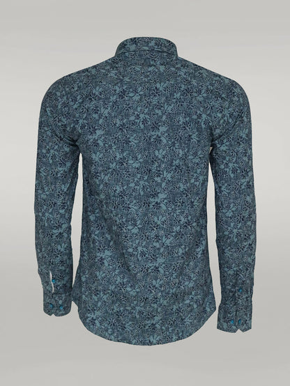 Bloom Patterned Green Slim Fit Shirt - Wessi