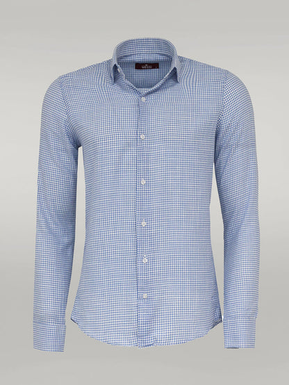 Houndstooth Pattern Sky Blue Men Shirt