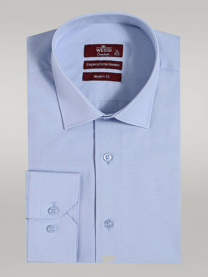 Sky Blue Plain Long Sleeves Regular Fit Shirt