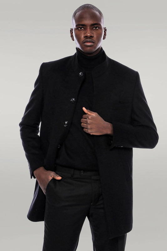 Mandarin Collar Men's Long Coat