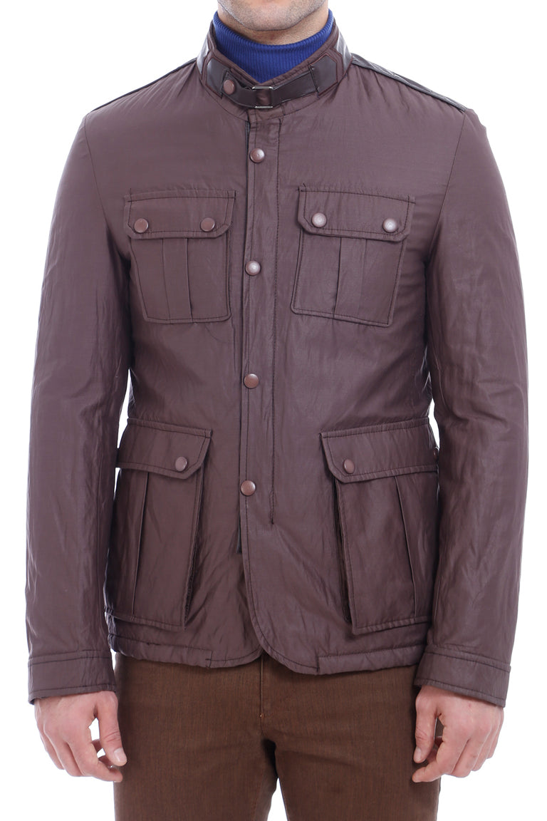 4 Pocket Snap Short Brown Coat-Wessi