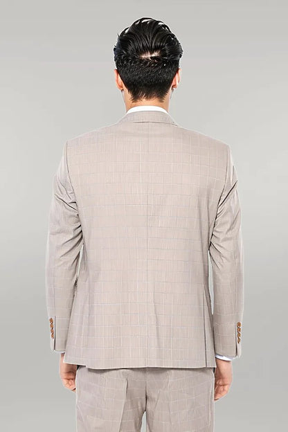KOALA SYDNEY  4 Drop Checked Regular Fit Beige Suit -