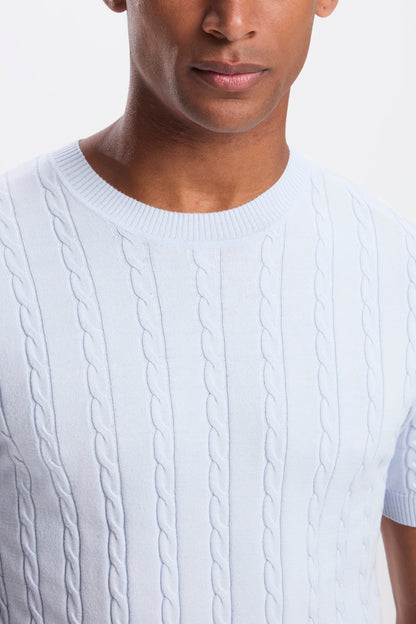 Cable Knit Short Sleeve T-Shirt