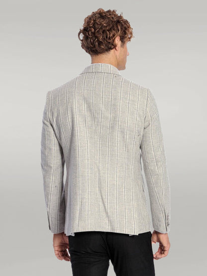 KOALA SYDNEY  Wide Lapel Striped Double Breasted Grey Men Blazer -