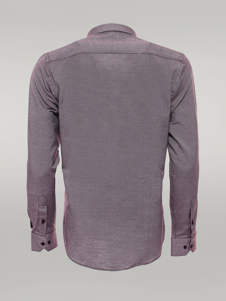 KOALA SYDNEY  Burgundy Patterned Long Sleeves Slim-Fit Shirt -
