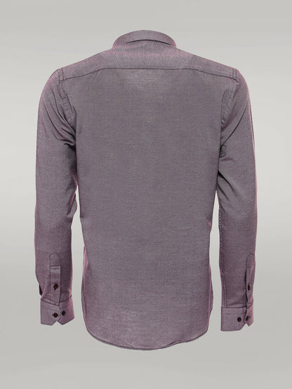 KOALA SYDNEY  Burgundy Patterned Long Sleeves Slim-Fit Shirt -