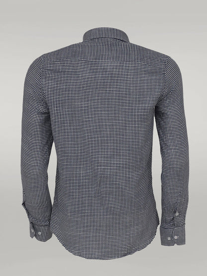 Houndstooth Pattern Navy Blue Men Shirt -