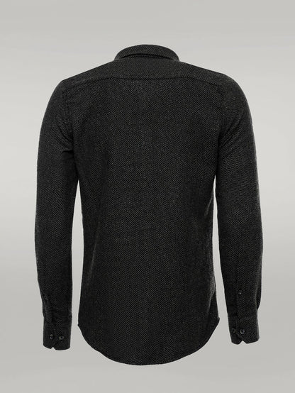 Herringbone Pattern Thick Dark Green Men Lumberjack Shirt