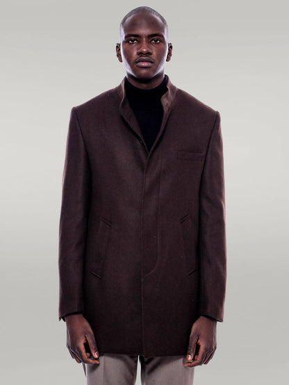 Mandarin Collar Brown Cachet Coat