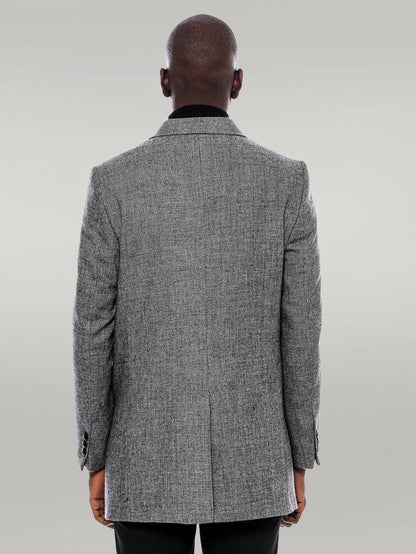 Peak Lapel Grey Men Short Coat