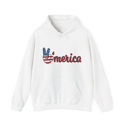 Unisex Peace V'merica Hooded Sweatshirt - Comfortable Casual Wear for Celebrations