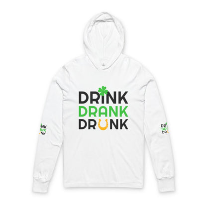 St. Patrick's Day Man Hooded Long Sleeve Tee - 'Drink Drank Drunk'