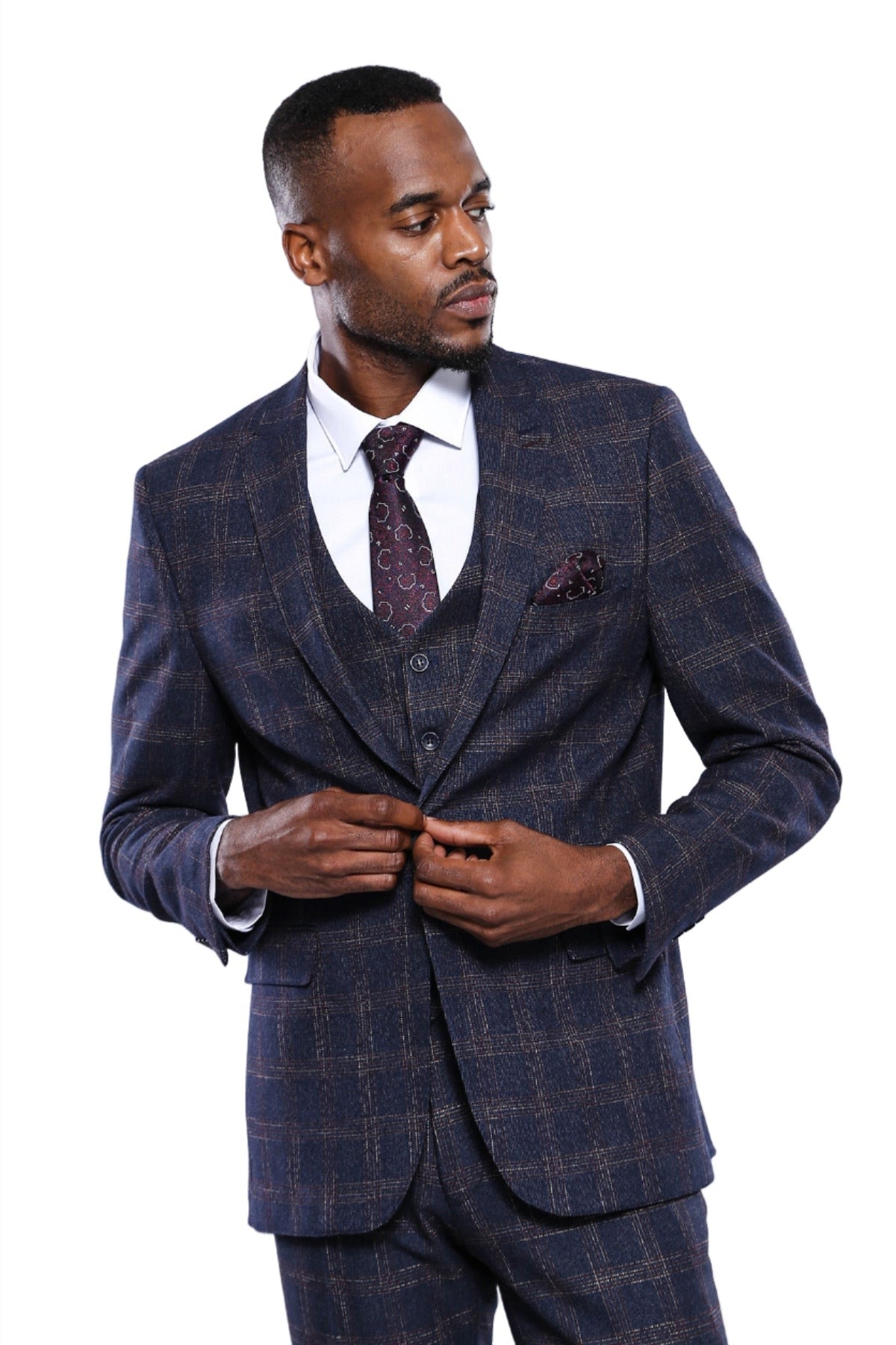KOALA SYDNEY  Checked Slim-Fit Navy Blue Men Blazer -