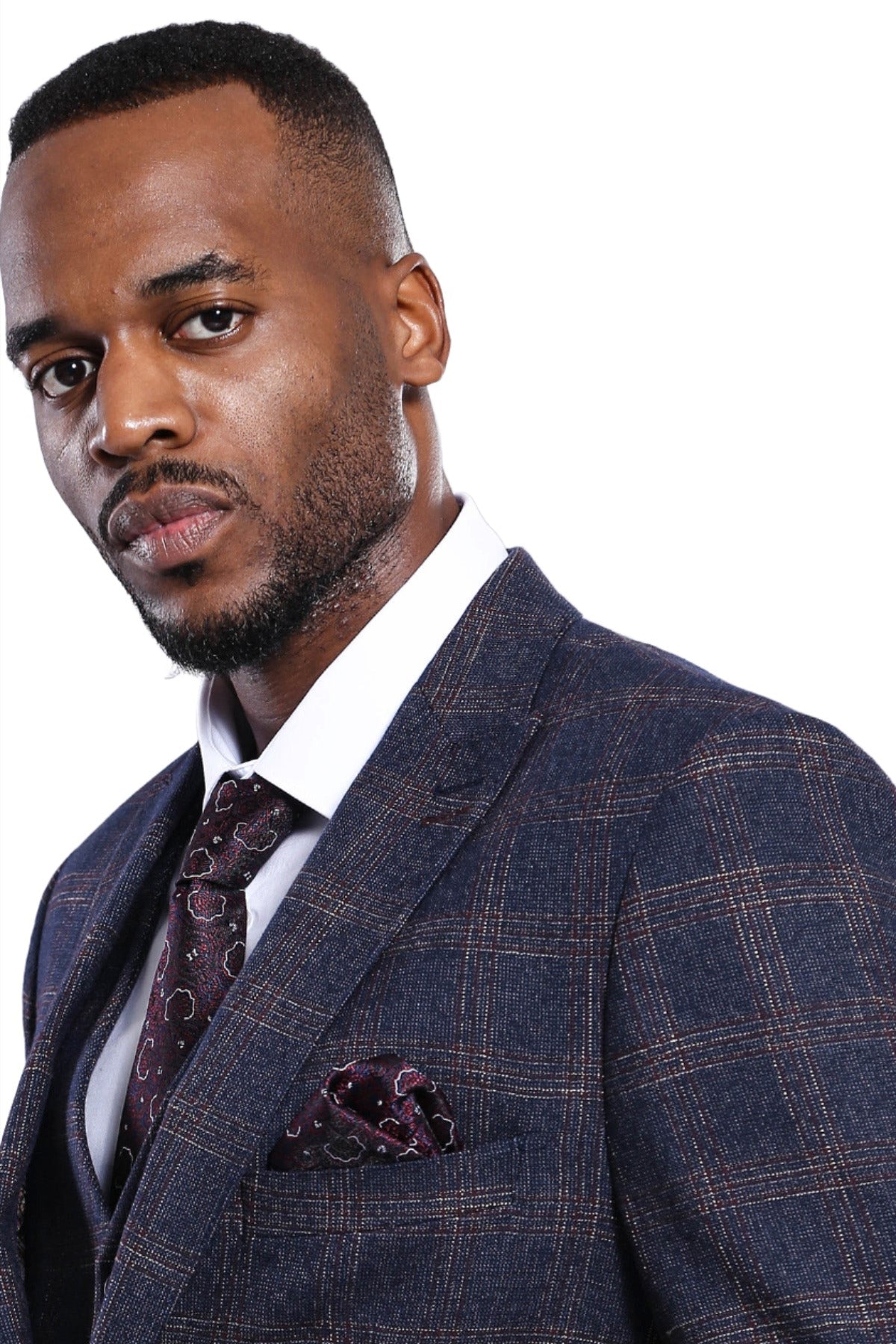 KOALA SYDNEY  Checked Slim-Fit Navy Blue Men Blazer -