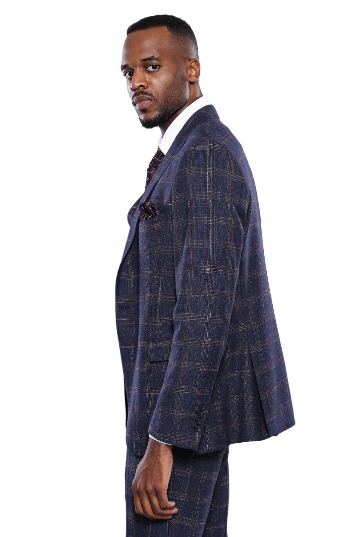 KOALA SYDNEY  Checked Slim-Fit Navy Blue Men Blazer -