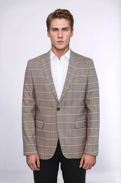 KOALA SYDNEY Checked Slim-Fit Grey Men Blazer