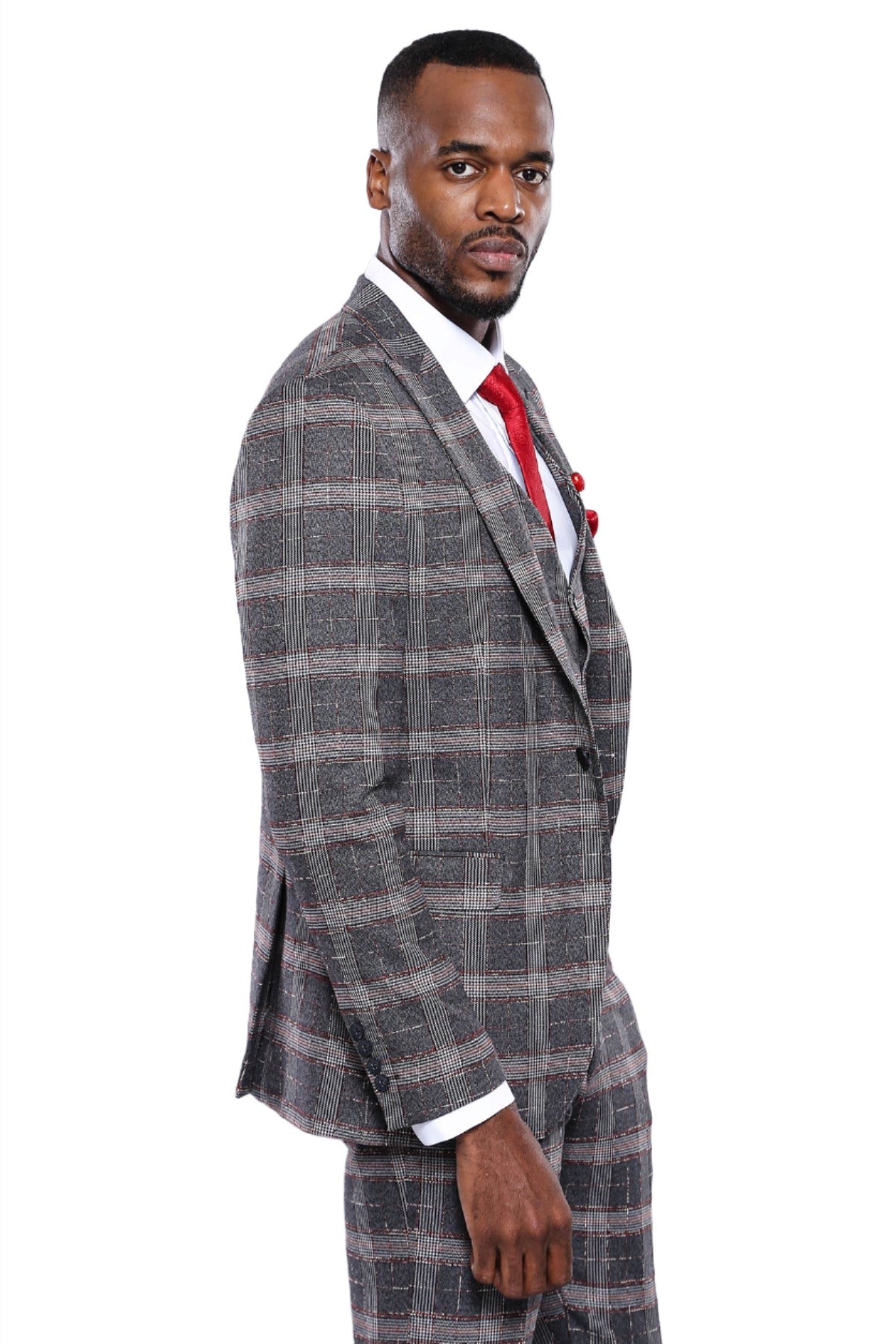 KOALA SYDNEY  Checked Slim-Fit Grey Men Blazer -