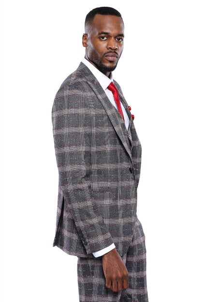 KOALA SYDNEY  Checked Slim-Fit Grey Men Blazer -