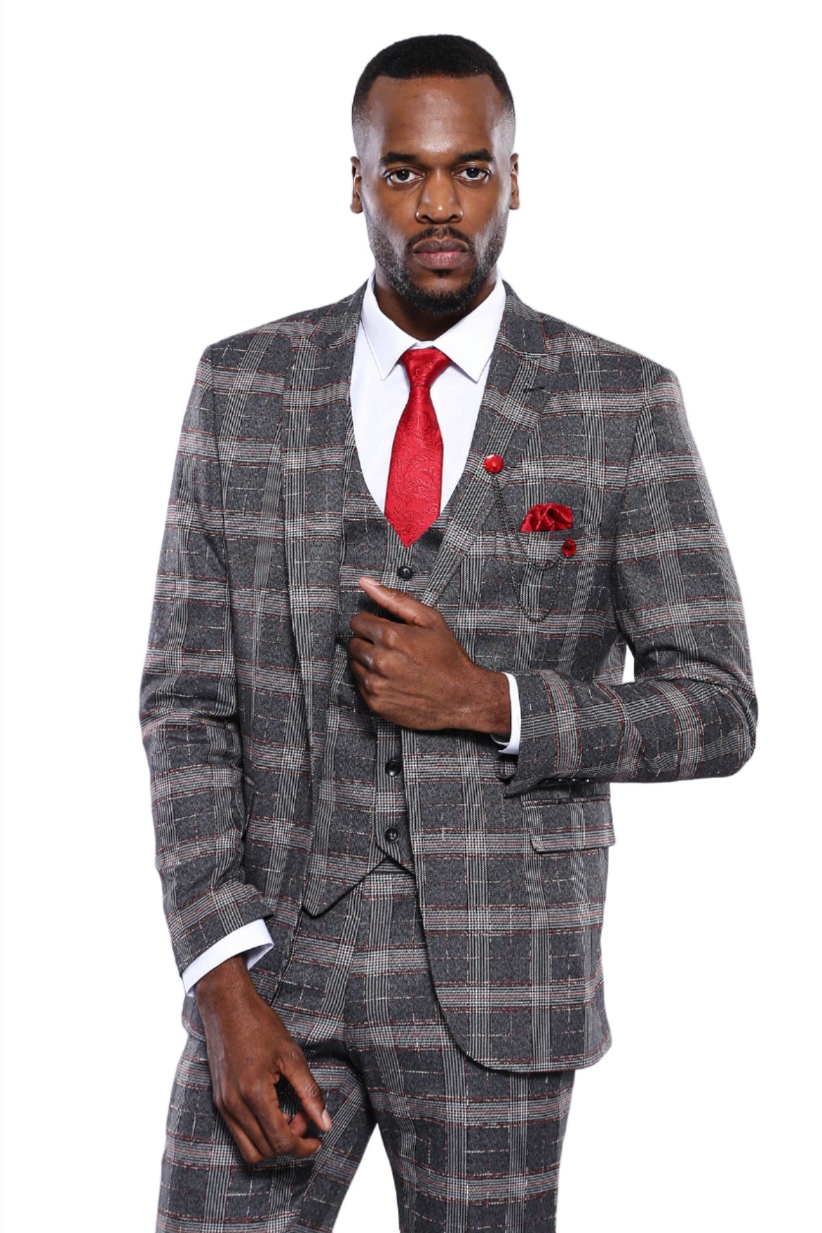 KOALA SYDNEY  Checked Slim-Fit Grey Men Blazer -