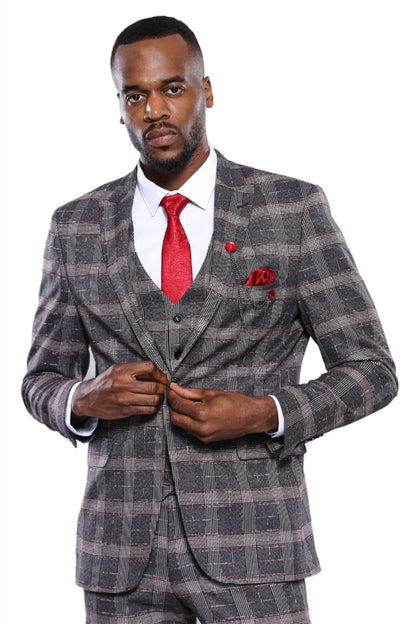 KOALA SYDNEY  Checked Slim-Fit Grey Men Blazer -
