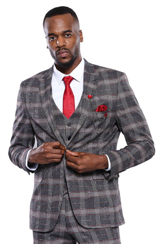 KOALA SYDNEY  Checked Slim-Fit Grey Men Blazer -