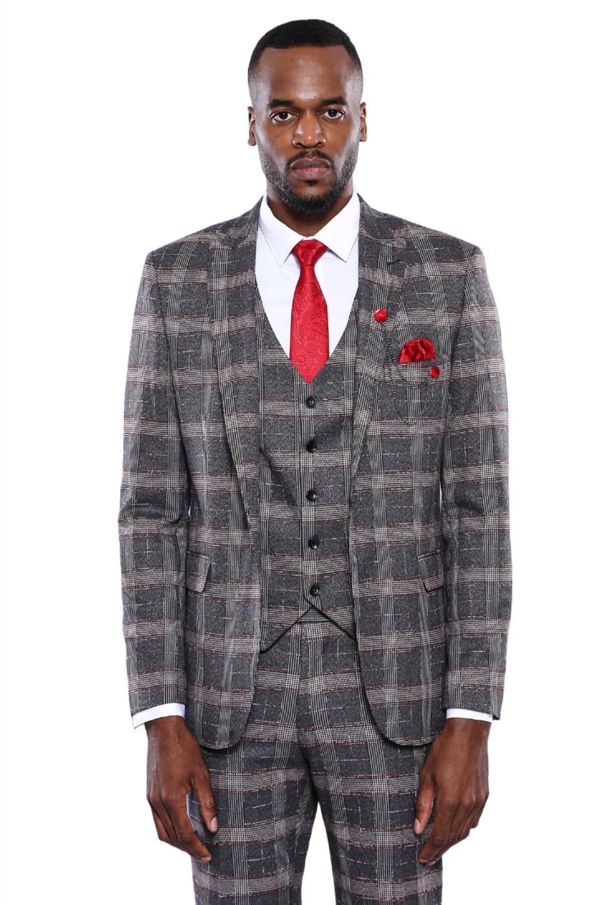 KOALA SYDNEY  Checked Slim-Fit Grey Men Blazer -